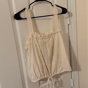 Free People Cream Lace-Trimmed Top